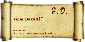 Haim Dezső névjegykártya